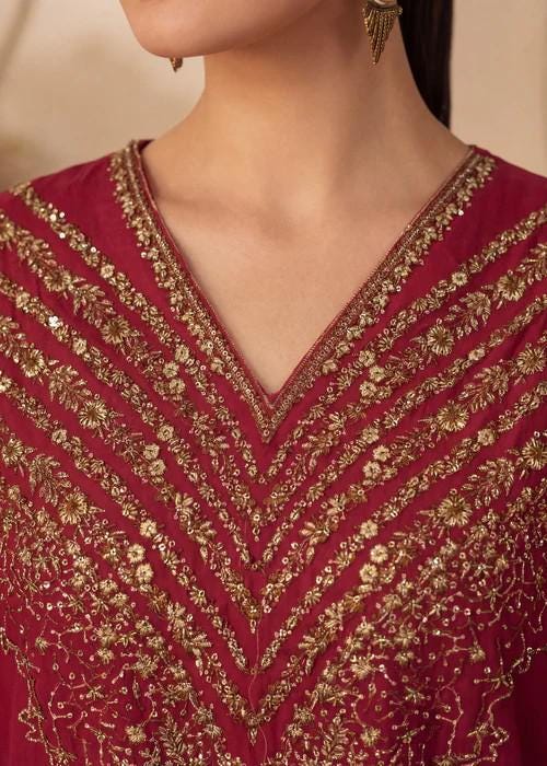 Embroidered Linen Kaftan Dress - 1 Piece