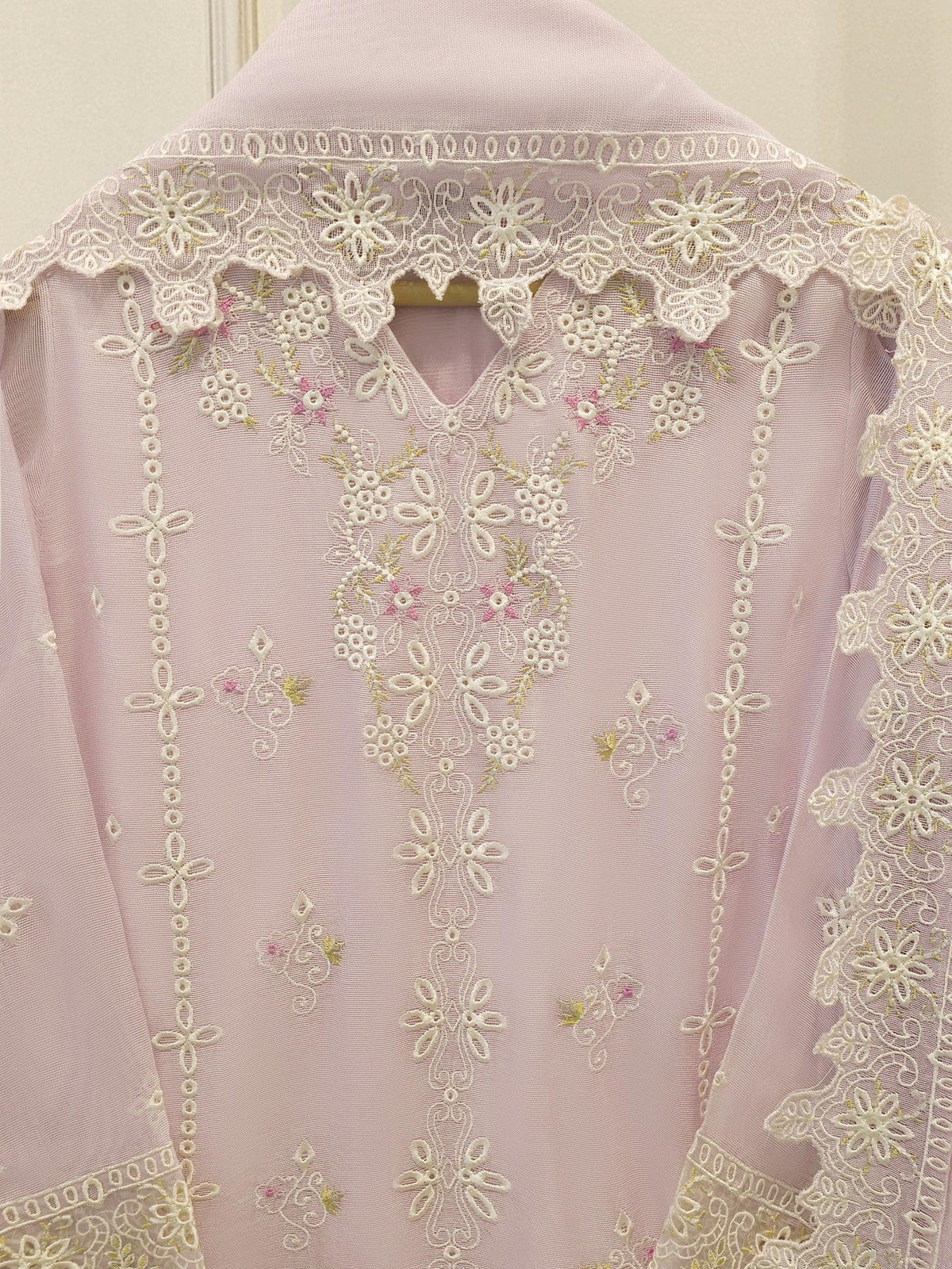 Agha Noor 3-Piece Embroidered Cotton Net Suit - Lilac
