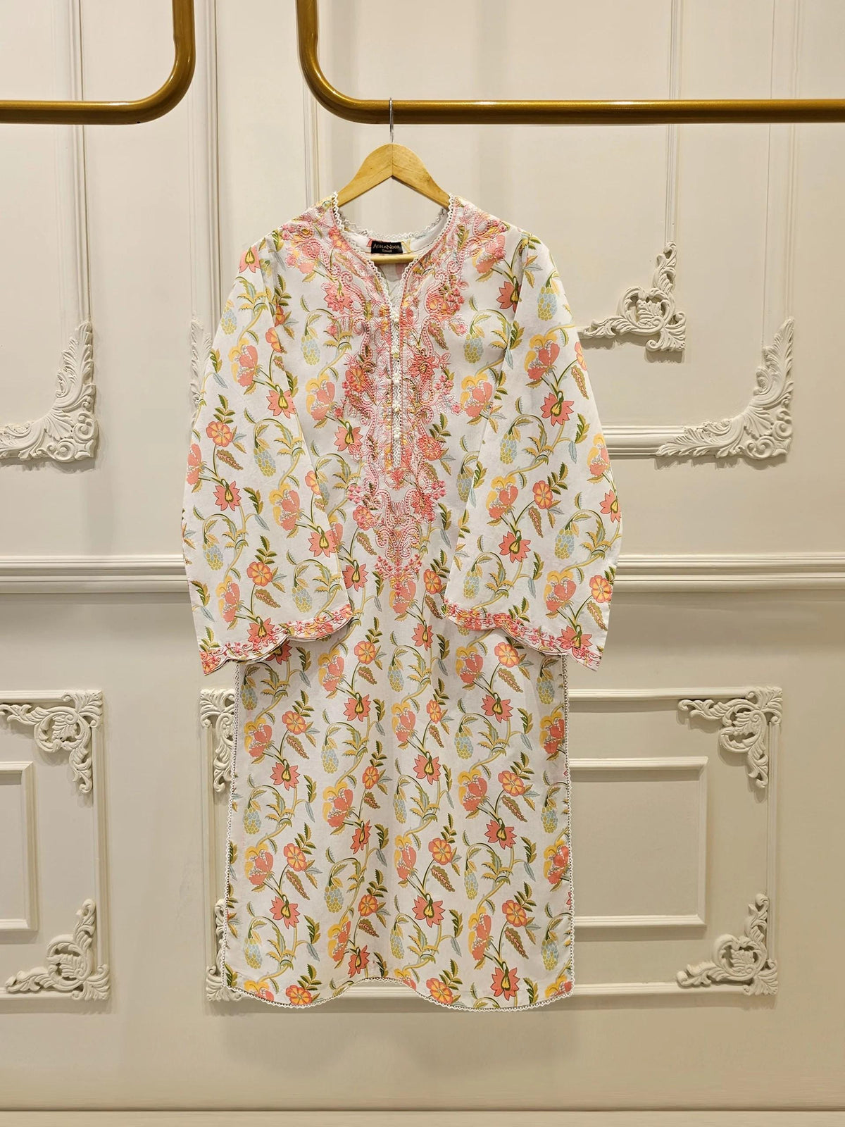 Aghanoor 2 piece - Digital Printed Embroidered Lawn Suit - (Size- Large, Medium, Small)