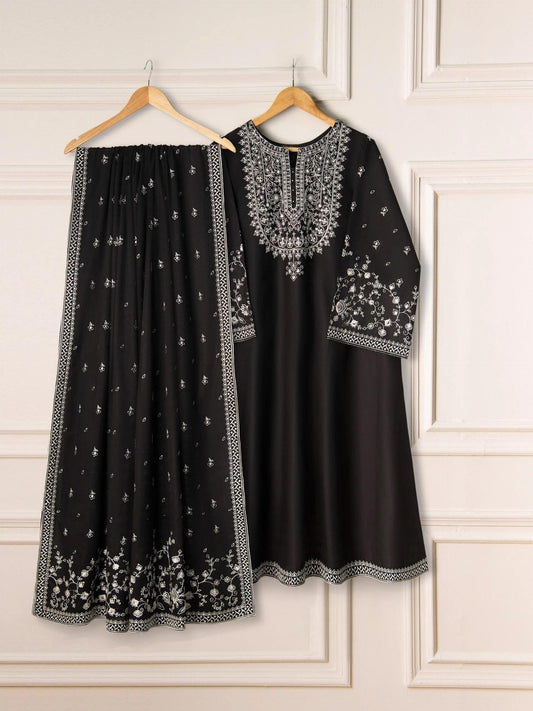 Agha Noor 2 piece - Embroidered Jacquard Frock Suit  - Shirt and Dupatta