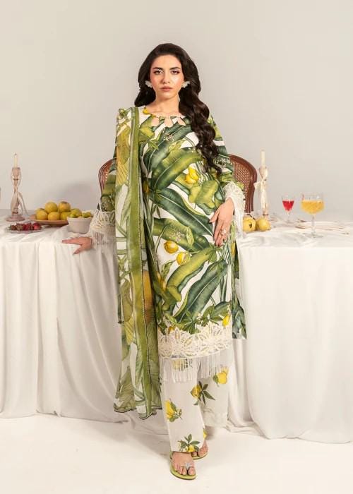 3 piece - Printed Lawn Suit - Chiffon Dupatta