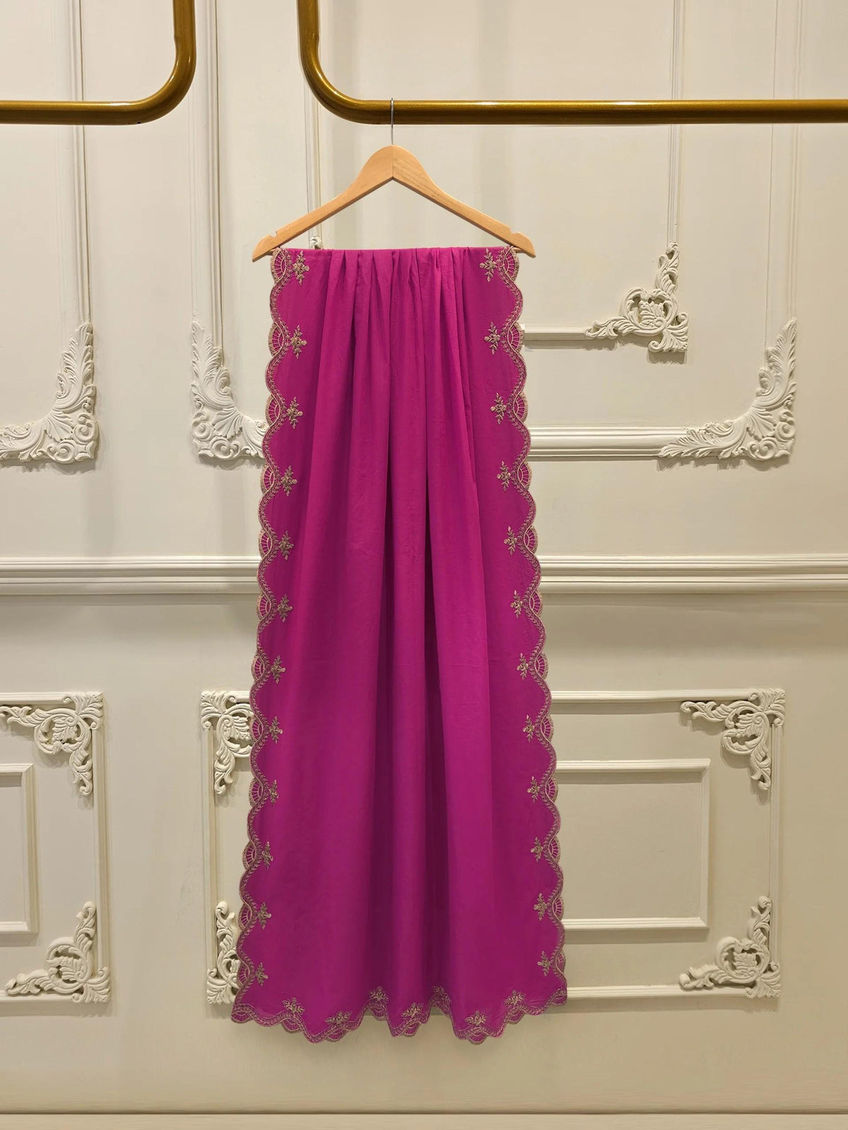 3 Piece Agha Noor Embroidered Cambric Suit - Shocking Pink