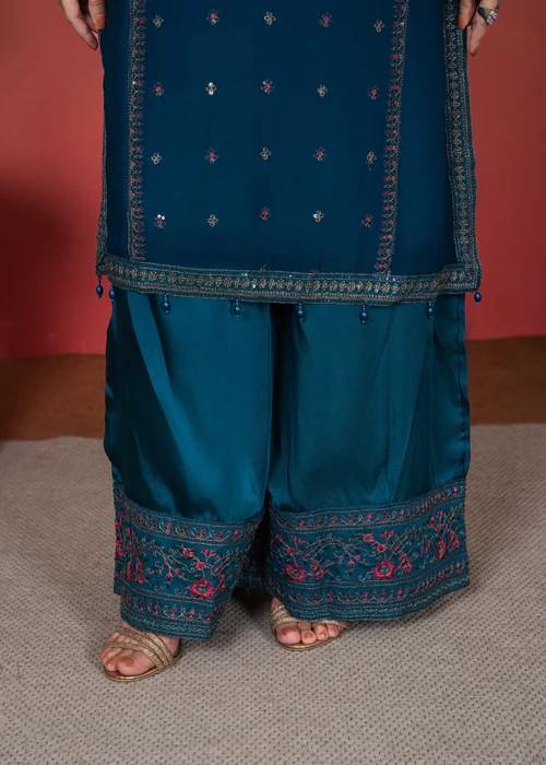 Embroidered Chiffon Kurta Set -  3 Piece