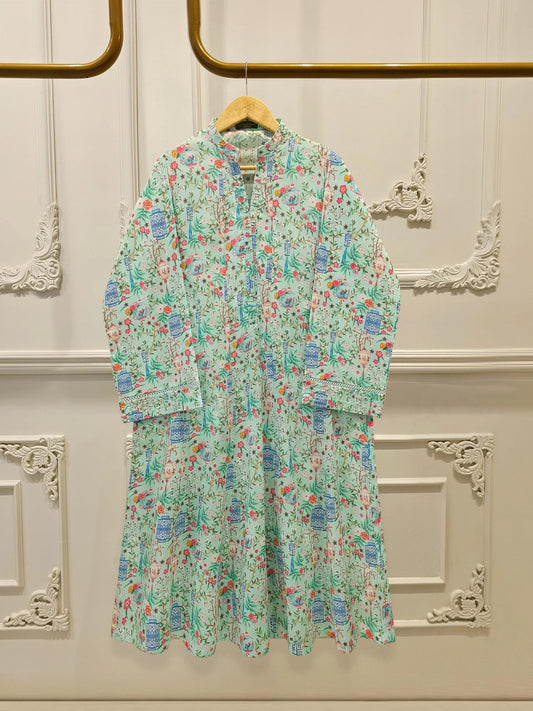 Agha Noor 2 piece - Printed Lawn Frock Suit
