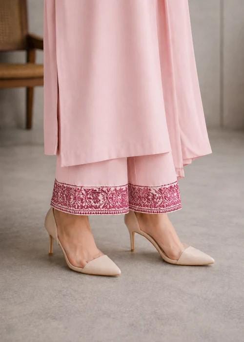 3 piece - Embroidered Lawn Long Kurta Suit with Chiffon Dupatta