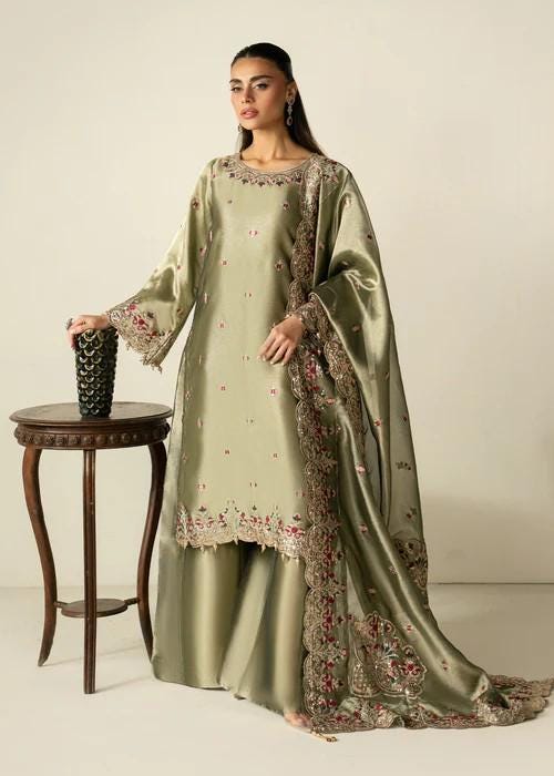 3 Piece Viscose Silk Embroidered Palazzo Suit