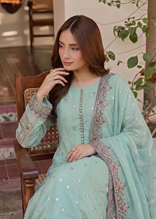 3 Piece Chiffon Maxi Dress - Moss Green