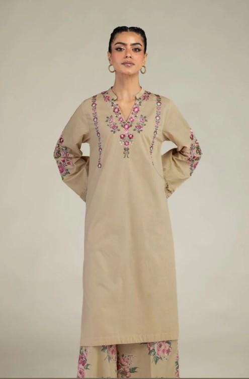 Embroidered Floral Kurta and Pants - 100% Cotton