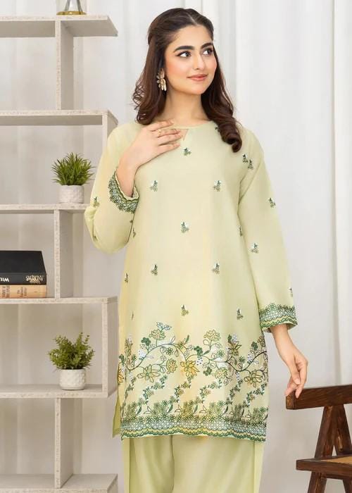 3 Piece Embroidered Summer Lawn Kurta Set - Pista Green