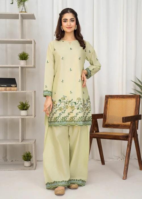 3 Piece Embroidered Summer Lawn Kurta Set - Pista Green