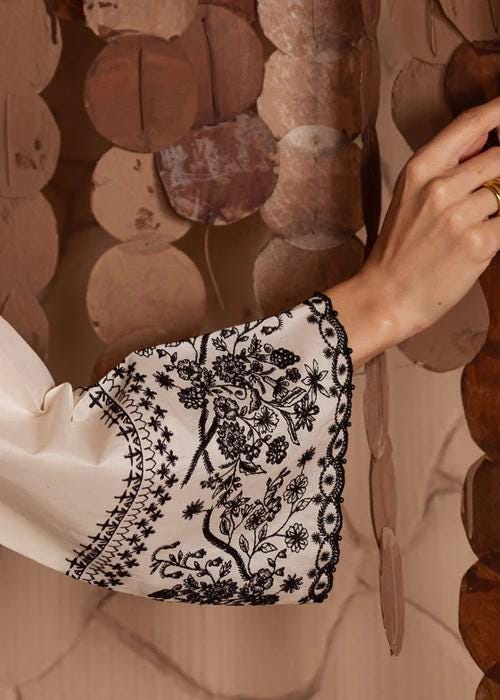 3 piece - Embroidered Lawn Suit with Chiffon Dupatta