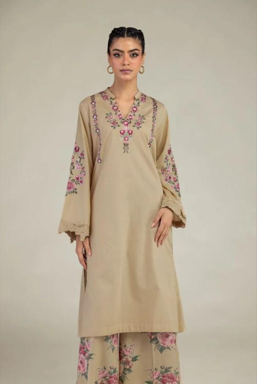 Embroidered Floral Kurta and Pants - 100% Cotton