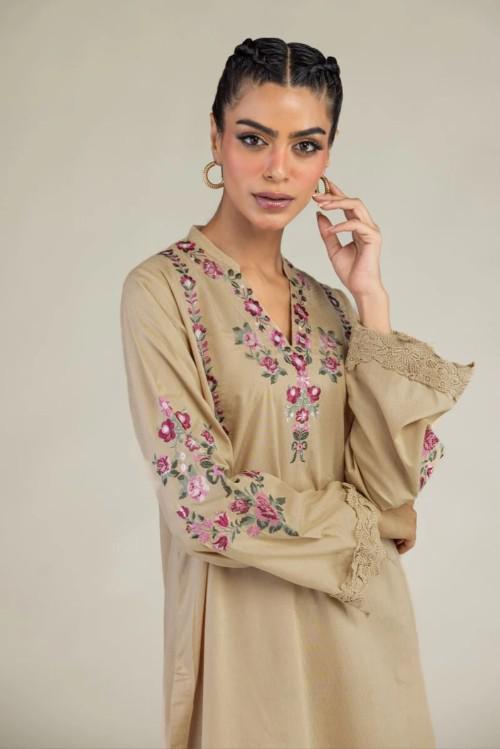 Embroidered Floral Kurta and Pants - 100% Cotton