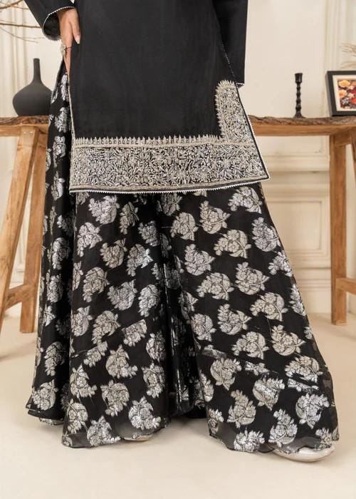 3 Piece Embroidered Organza Sharara Suit