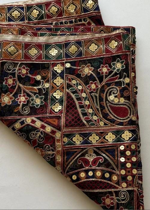 Heavily Embroidered Organza Tissue Silk Dupatta - Regal Sequin Mosaic