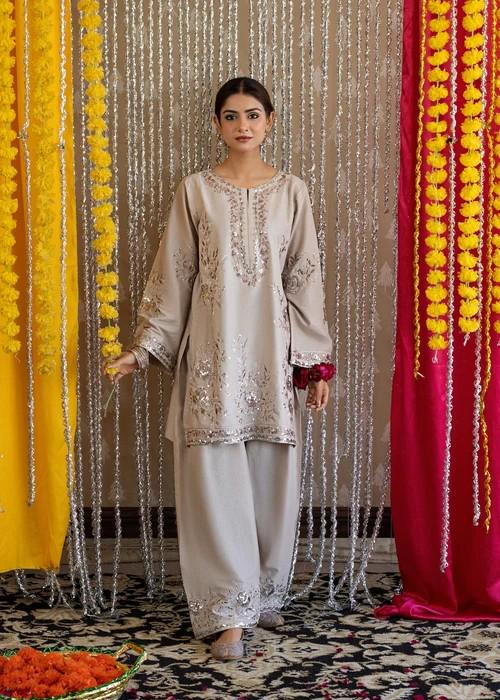 Embroidered Lawn Kurta Farshi Shalwar Suit - 2 Piece
