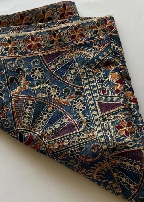 Heavily Embroidered Organza Tissue Silk Dupatta - Azure Medallion Organza