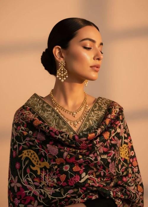 Heavily Embroidered Organza Tissue Silk Dupatta - Forest Garden Organza Dupatta