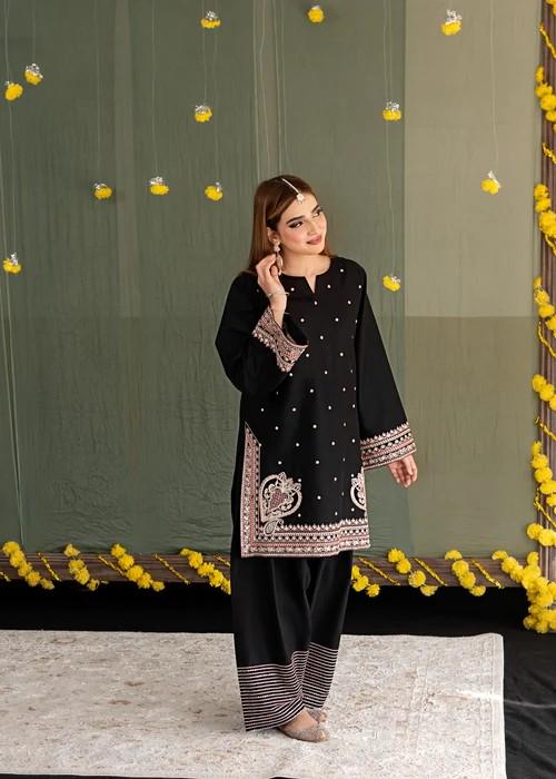 Embroidered Short Kurta Lawn Farshi Shalwar Suit - 2 Piece