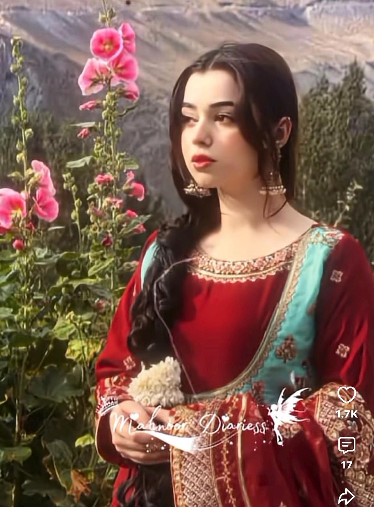 Maroon Chiffon Anarkali - Raw Silk Pants - 3 Piece Pakistani Designer Festive Wear