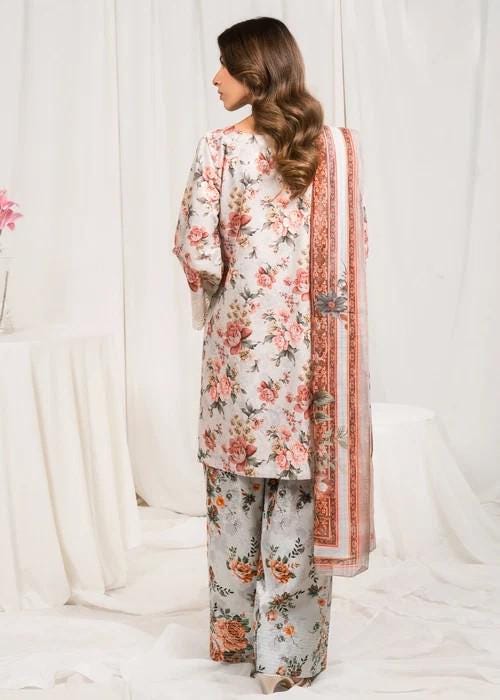 Embroidered Lawn Shalwar Suit – 3 Piece - Grey - Farshi Shalwar