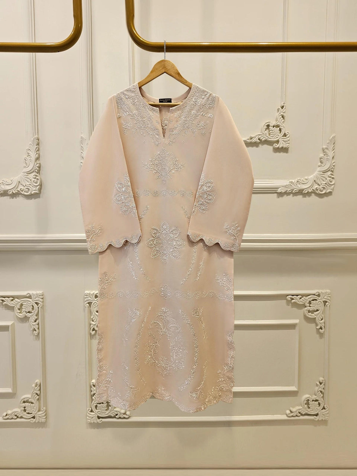 Aghanoor 2 piece - Pure Embroidered Lawn Suit - Beige