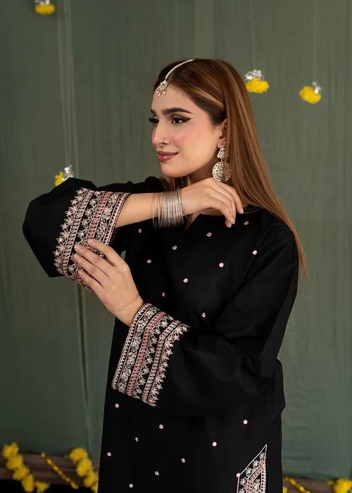 Embroidered Short Kurta Lawn Farshi Shalwar Suit - 2 Piece