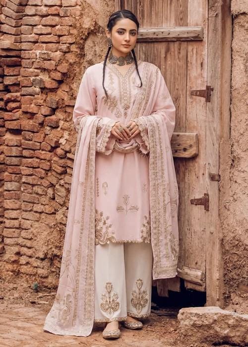 3 Piece Embroidered Lawn Suit - Pink