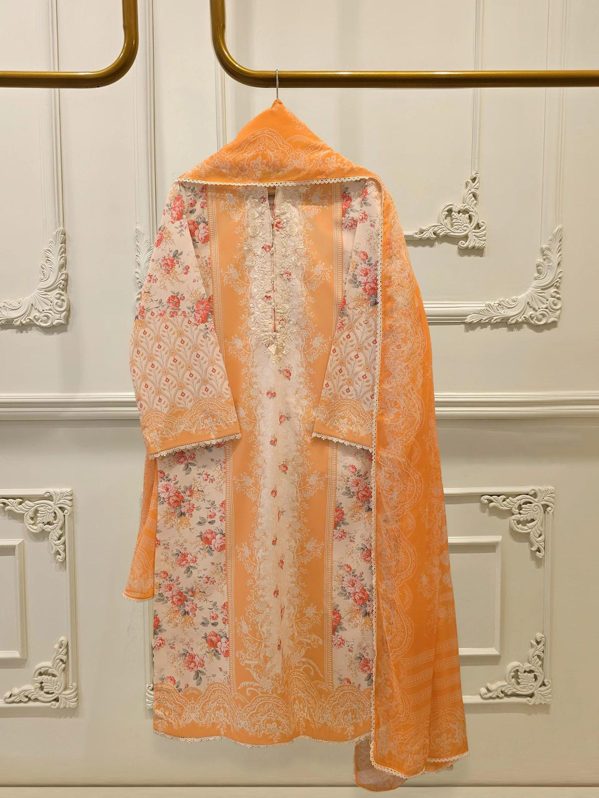 Aghanoor 2 piece - Printed Lawn Suit - Chiffon Dupatta