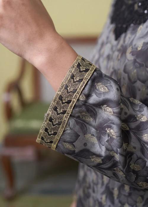 2 piece - Embroidered Lawn Kurta Shalwar Suit - Black