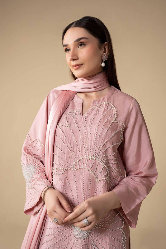 Maria.B - 3 Piece  - Raw Silk Suit - Pink