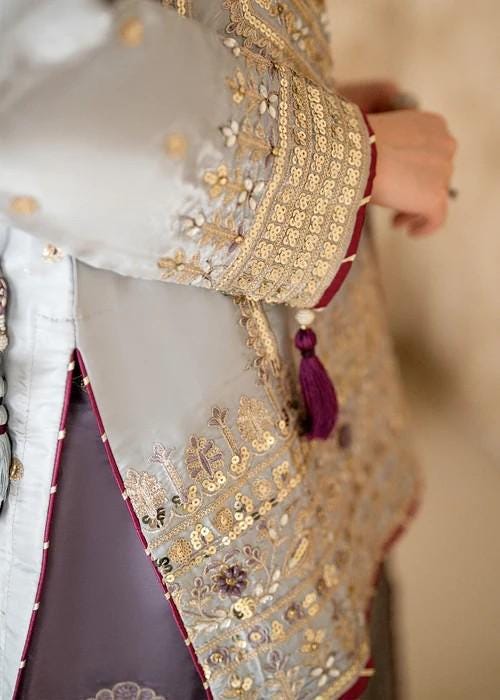 3 Piece Embroidered Silk Palazzo Suit Zardozi Work