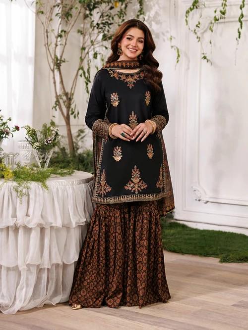 3 Piece Embroidered Gharara Suit