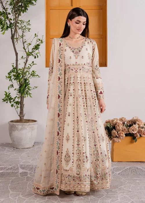 Chiffon Anarkali Chudidar Dress - 3 Piece Embroidered