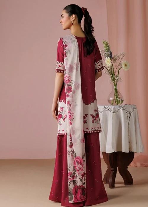 3 Piece Lawn Kurta Set - Mulberry