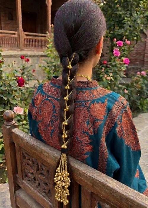 Kashmiri Ghungroo Paranda - Golden, Silver, Copper