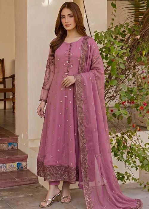 3 Piece Chiffon Maxi Dress - Zinnia Pink