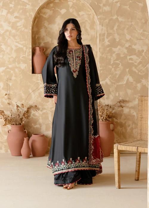 Embroidered Charmeuse / Shamooz Silk Kurta Palazzo Set