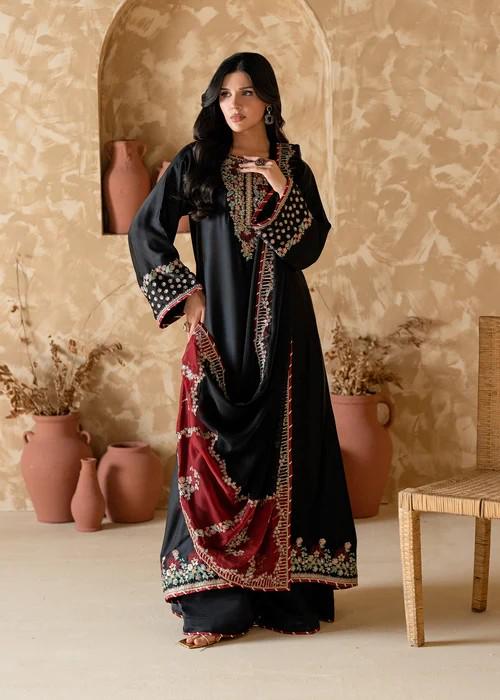 Embroidered Charmeuse / Shamooz Silk Kurta Palazzo Set