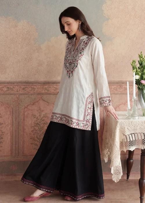 3 Piece Embroidered Sharara Suit