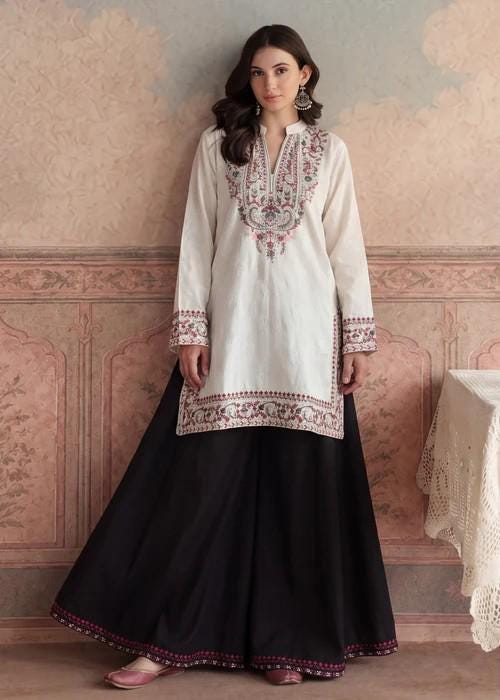 3 Piece Embroidered Sharara Suit