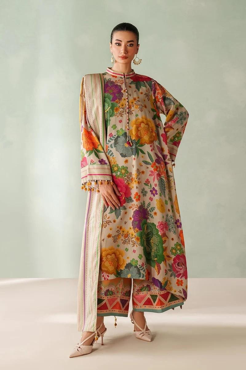 Baroque Printed Viscose Silk Suit - 3 Piece