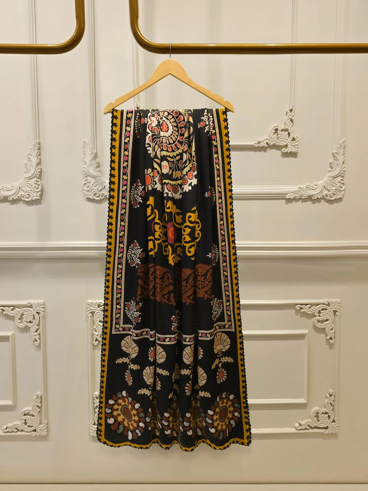 Agha Noor Pure Sheesha Silk Embroidered Suit - Black - 3 Piece