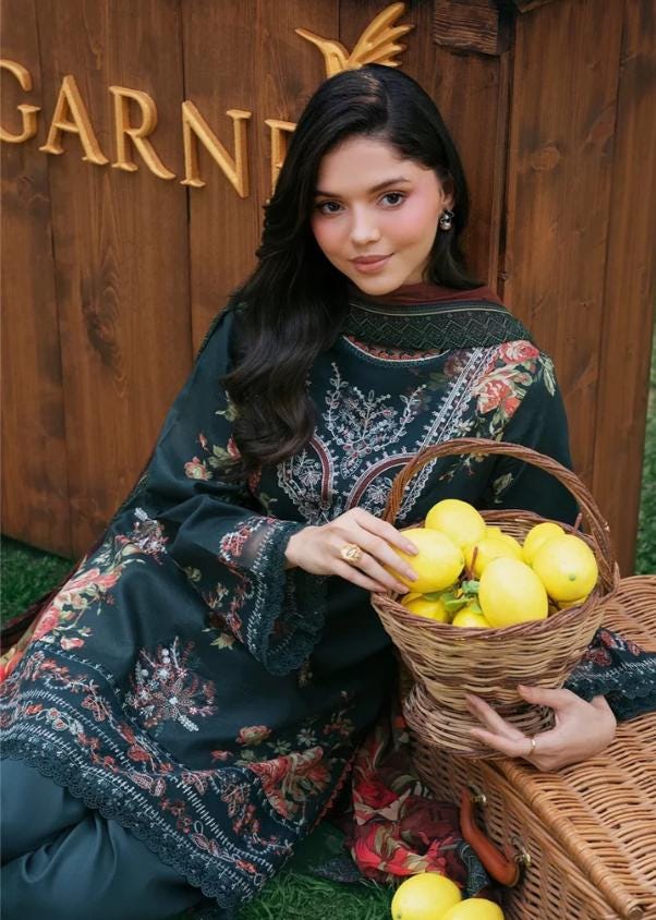 Embroidered Lawn Shalwar Suit – 3 Piece - Chiffon Dupatta