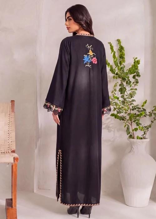 Embroidered Dhanak (Cotton) Kaftan Dress - 1 Piece