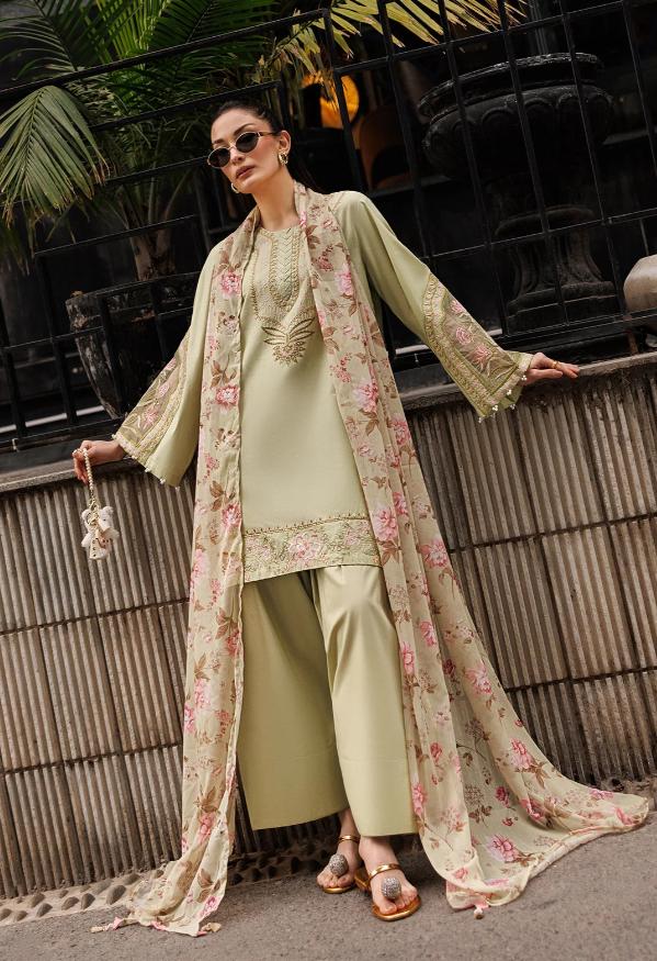 Embroidered Farshi Shalwar Lawn Suit - 3 Piece - Chiffon Dupatta