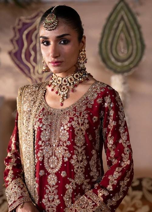 Embroidered Chiffon Gharara Suit