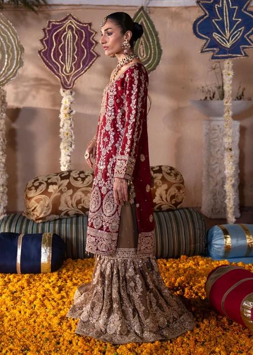Embroidered Chiffon Gharara Suit